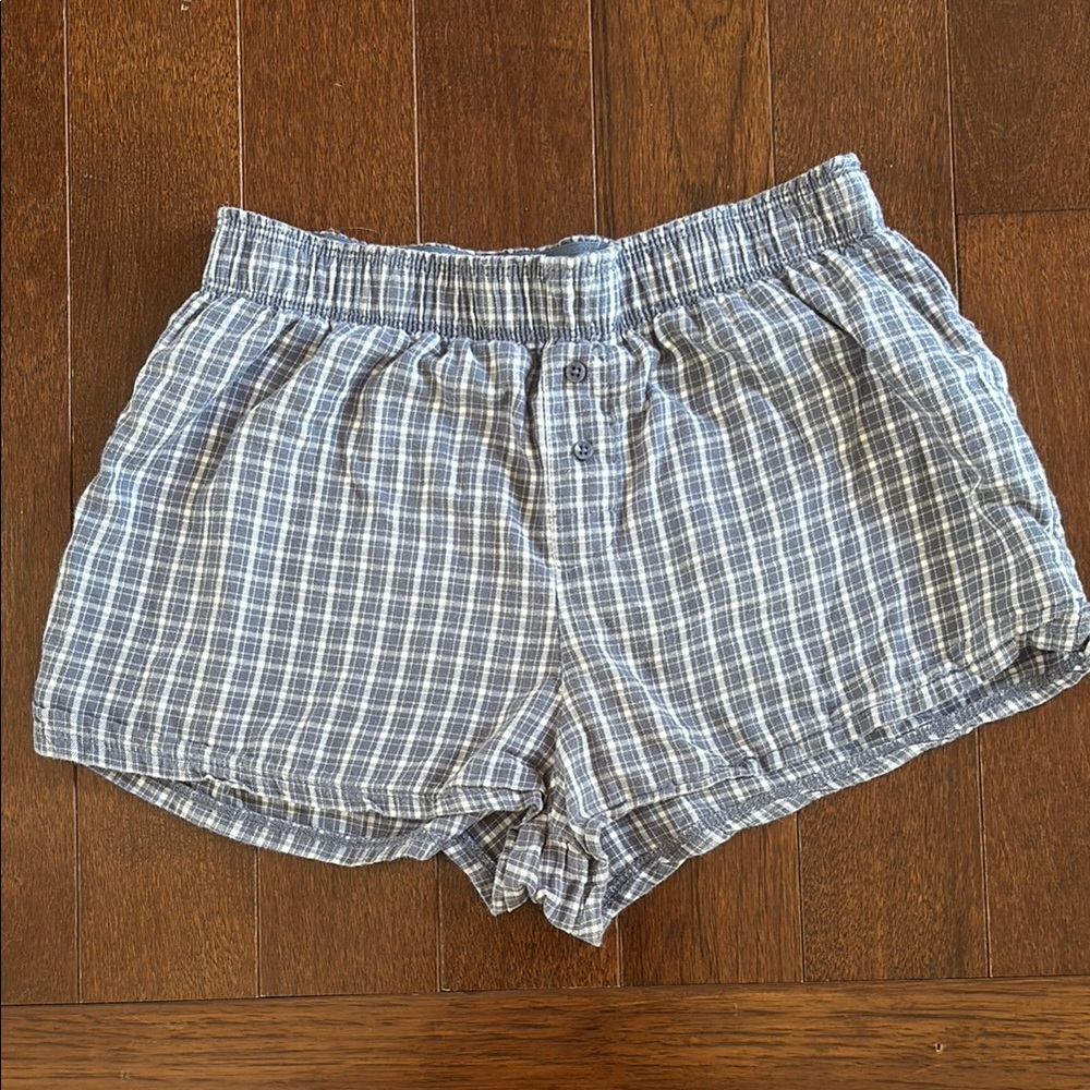 Colsie Blue and White Plaid Boxer Shorts